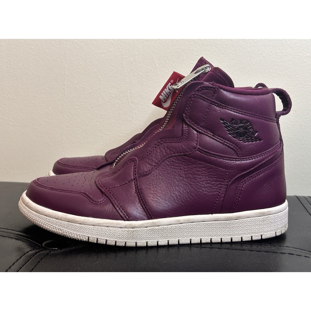 NIKE AIR JORDAN 1 RETRO HIGH ZIP Women's 6 Bordeaux Burgundy Leather Sneakers